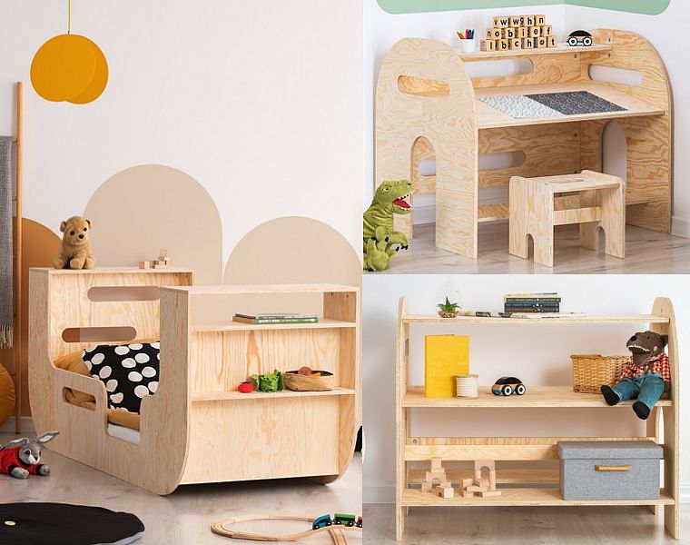 Adeko Kids Studentenzimmer Riko Bett + BRK Schreibtisch mit Stuhl + Bücherregal RG (Größenauswahl von 80x140cm bis 80x200cm)