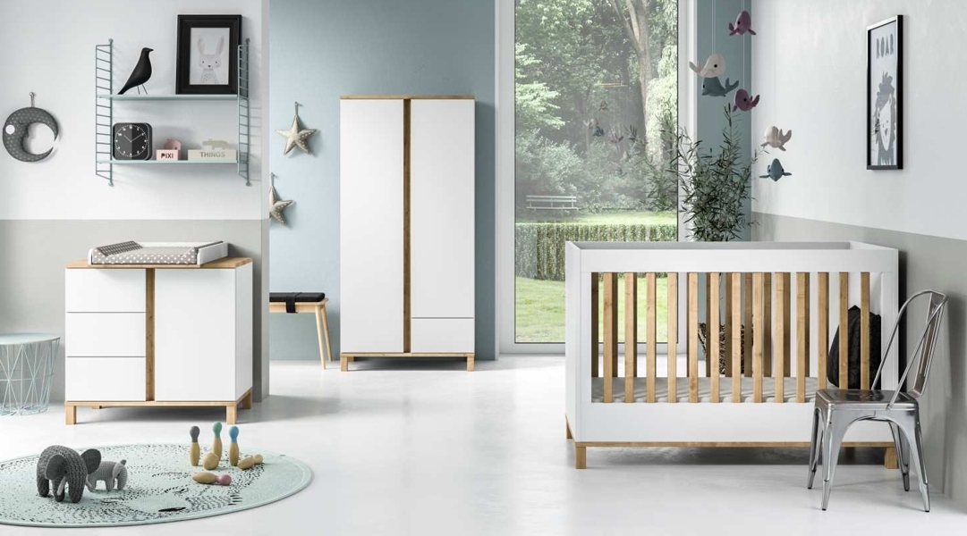 Baby Vox Altitude baby room (crib 140x70 + chest with changing table + upholstery + wardrobe) colour white, solid wood