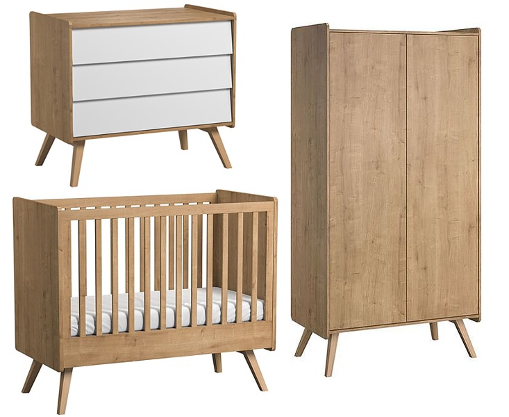 Baby Vox Vintage baby room (crib 120x60 + chest 3 drawers + changing table + upholstery + wardrobe) solid wood FREE DELIVERY