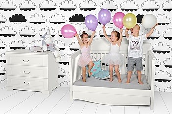 Bellamy Good Night baby room (crib 140x70 with drawer + chest Ines white) colour snow white