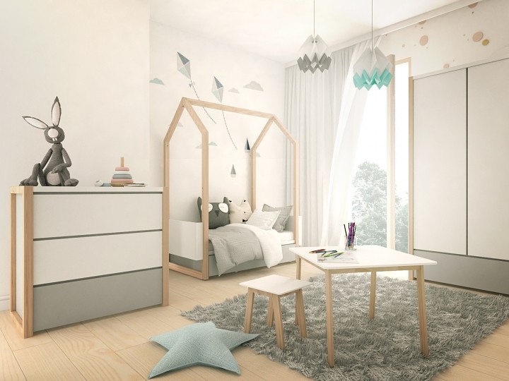Bellamy Pinette Babyzimmer (Gitterbett Bett 140-160x70 + Wickelkommode mit Wickelaufsatz + 2 Tür Kleiderschrank)