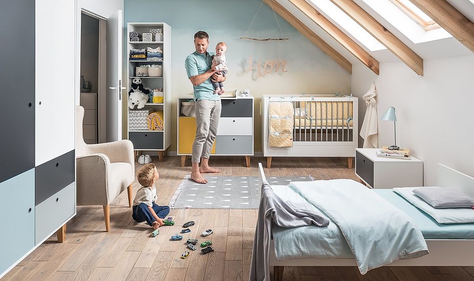 Baby Vox Concept (Babybett 140x70+Wickelkommode mit Wickelaufsatz+Polster+2 Türen Kleiderschrank) Massivholz FREI VERSAND