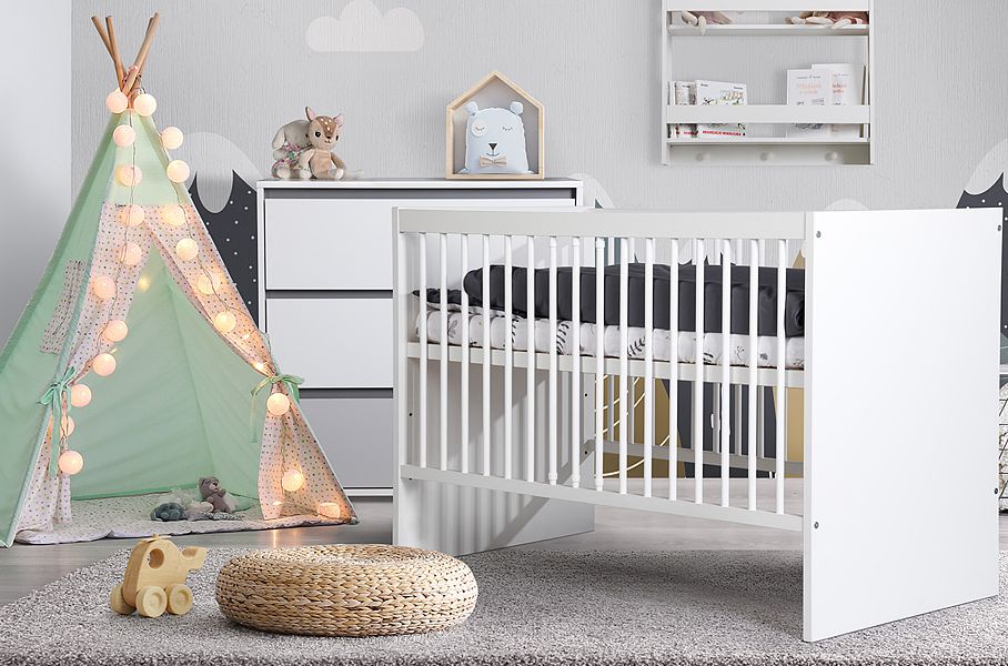 Klupś Dalia Gray baby room (crib with drawer 120x60cm + chest of drawers with changing table)