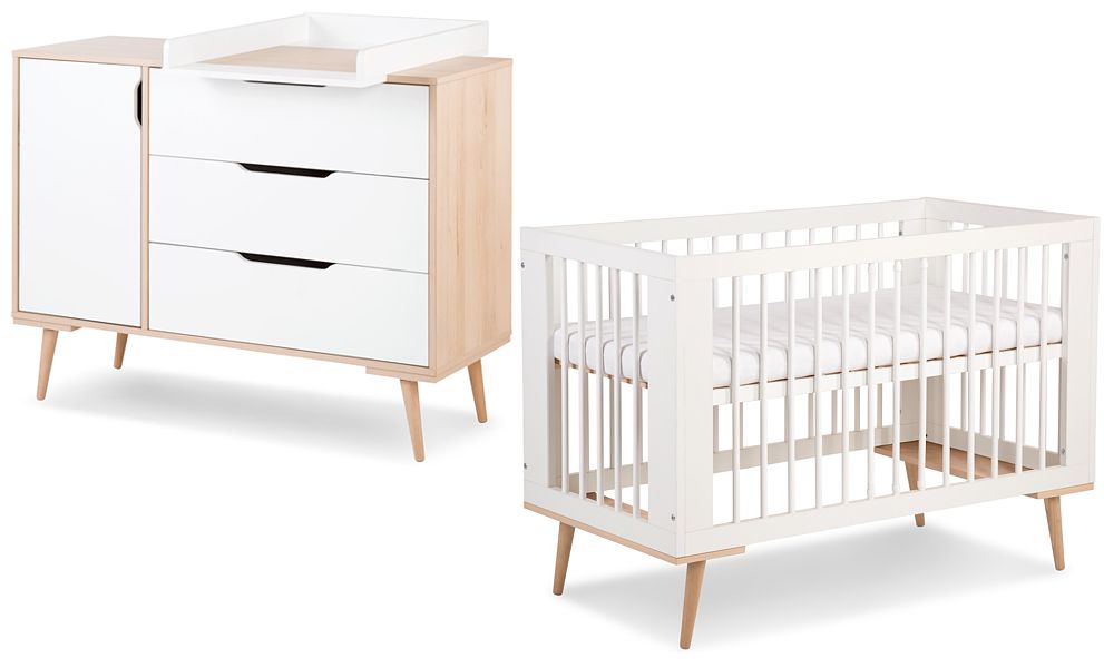 LittleSky by Klupś Sofie baby room (crib 120x60 white + chest + changing table)