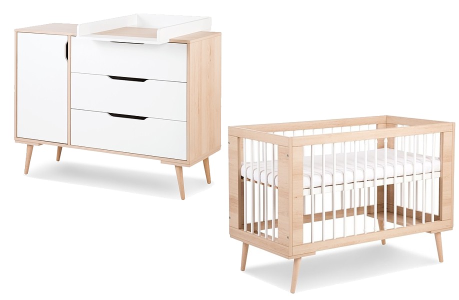 LittleSky by Klupś Sofie baby room (crib 120x60 + chest + changing table) colour beech