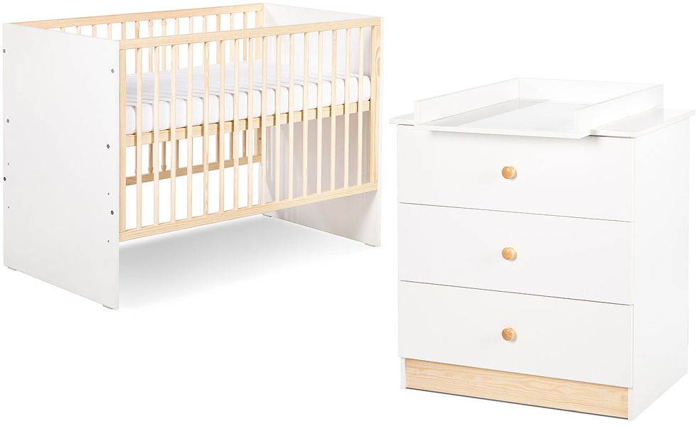 Klupś Willy baby room (cot 120x60 + chest of drawers with changing table) white-pine