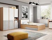 Lenart Plano pokój młodzieżowy (łóżko z 2 szufladami 200x120 + szafa 3 drzwiowa + komoda 3 szuflady) PN-10, PN-01, PN-07