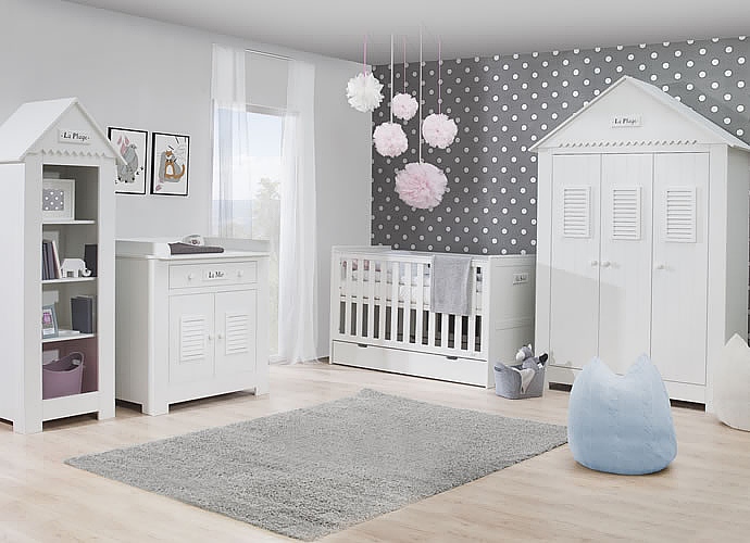 Pinio Marsylia MDF baby room (crib 140x70 + 2 door wardrobe + chest of drawers) FREE DELIVERY