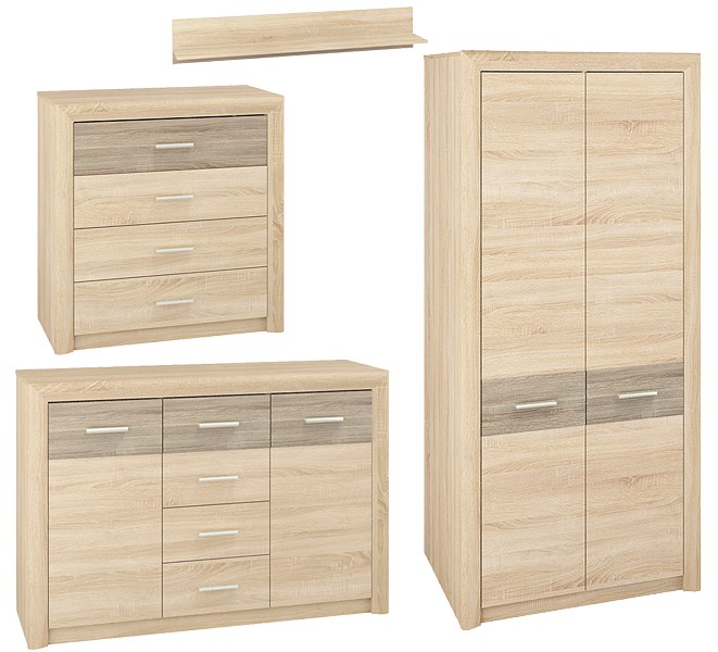 ML Meble Castel teen room (wardrobe 01 + chest of drawers 09 + chest of drawers 11 + shelf 16)