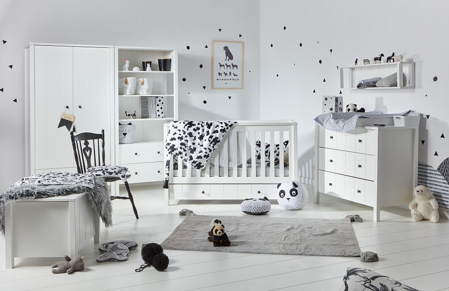 Novelies Allpin baby room (crib sofa 140x70 with drawer + chest with changing table + 2 door wardrobe) white FREE DELIVERY