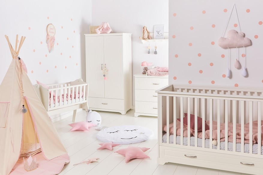 Novelies Melody baby room (crib sofa 140x70 + chest with changing table + 2 door wardrobe) colour white FREE DELIVERY