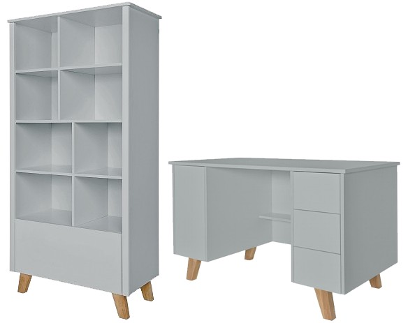 Novelies Zara pupil room desk + bookcase with drawer grey