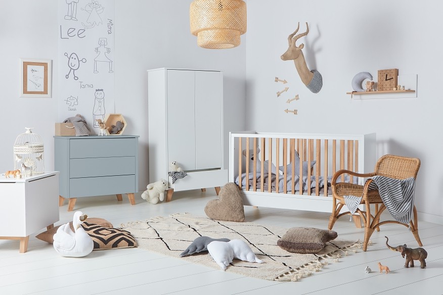 Novelies Zara baby room (cot/sofa 140x70 + chest with changing table + 2 door wardrobe) colour white FREE DELIVERY