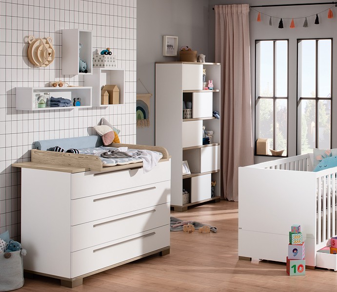 Paidi Carlo Baby room of solid wood (crib 140x70 with frame AIRWELL Comfort chest of drawers with changing unit + cabinet)