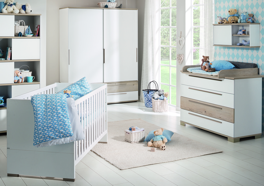 Paidi Carlo Baby room of solid wood (crib 140x70 with frame AIRWELL Comfort + 2-door wardrobe + chest)