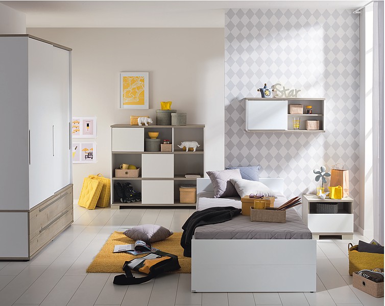 Paidi Carlo jugendlich Zimmer of Massivholz (Bett 200x90 mit Rahmen Standard + 2-türiger Kleiderschrank + Bücherregal)
