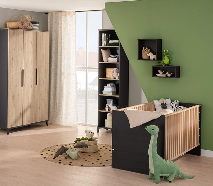 Paidi Tomke (bed 140x70 + 3-door wardrobe + high shelf) solid wood
