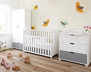 Pinewood Ptaszki pokój dziecięcy ( łóżeczko z szufladą 120x60 + komoda z przewijakiem + szafa ) - Kliknij na obrazek aby go zamknąć