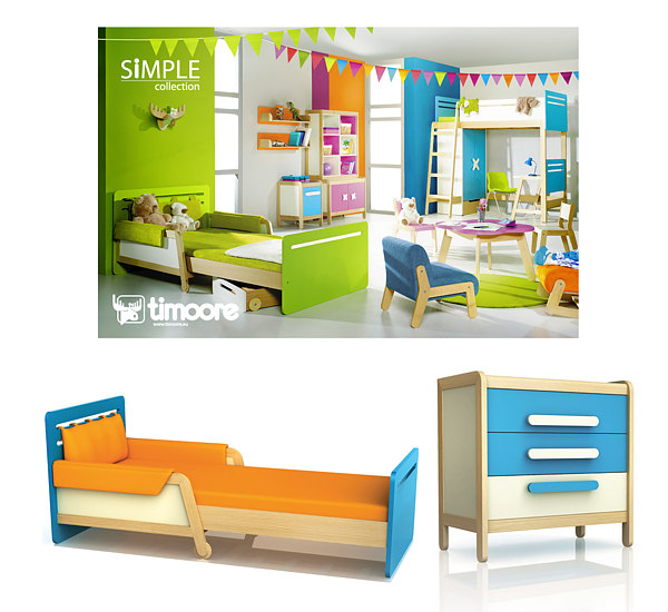Timoore Simple kid room (extendable bed 205x90 + chest with 3 drawers)