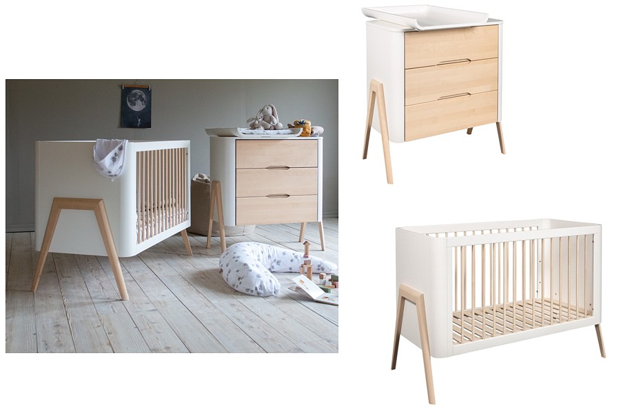 Troll Torsten baby room (crib 120x60 + chest of drawers + changing table) / colour white/natural wax