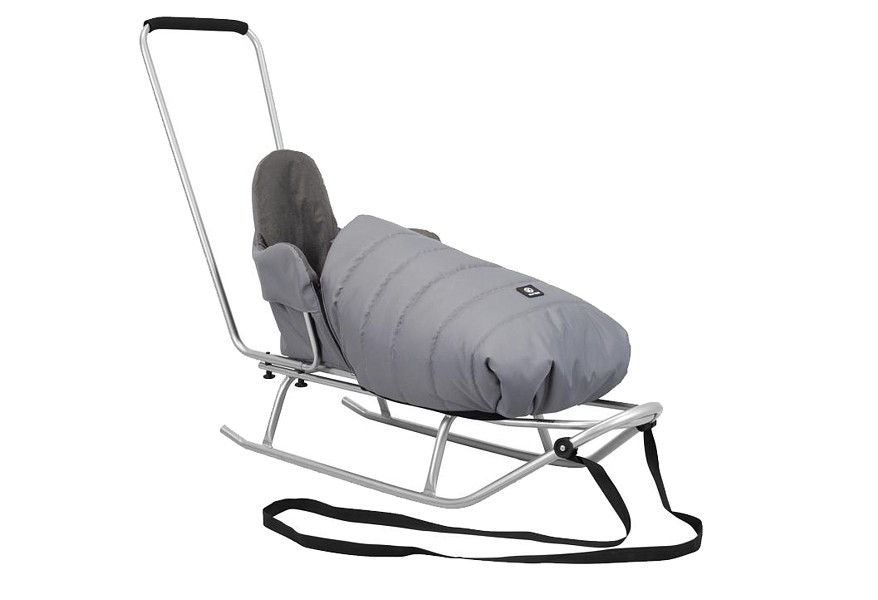 Kunert Bianco A sled with a backrest, a pusher and a sleeping bag