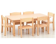 My Bambino rectangular table + 6 Filipek chairs color beech (set 5426) size 1 (height from 93 to 116 cm) - Click Image to Close