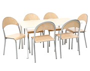 Moje Bambino stół Bambino prostokątny z białym obrzeżem i 6 krzesłami P aluminium (zestaw 5499) rozmiar 2 (wzrost 108-121 cm) - Kliknij na obrazek aby go zamknąć