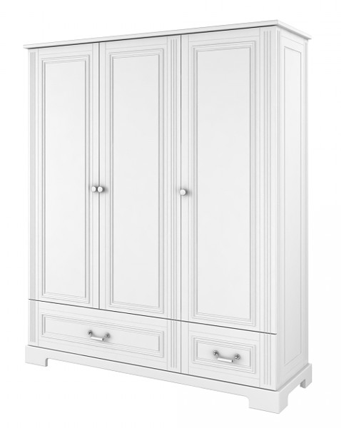 Bellamy Ines Elegant 3 Türen Kleiderschrank mit Schublade / Farbe Weiß