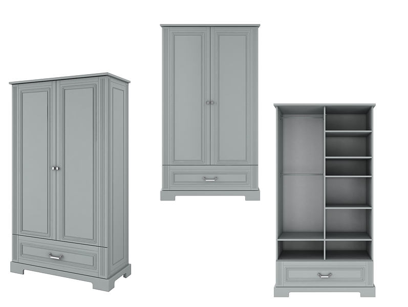 Bellamy Ines Tall 2 door wardrobe with drawer / colour grey