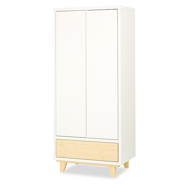 LittleSky by Klupś Lydia 2-door wardrobe with drawer / color white/pine