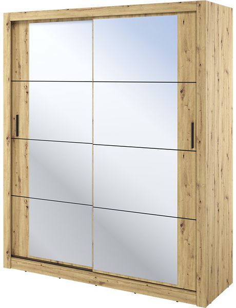 Lenart Arti AR-03 wardrobe with two sliding doors and mirrors - Artisan Oak