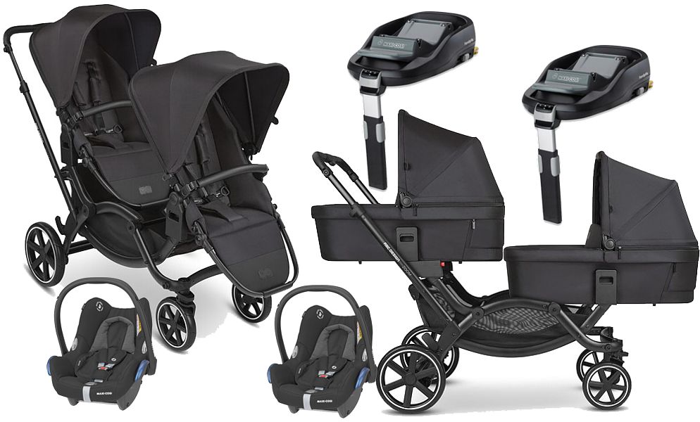 ABC Design Zoom wózek bliźniaczy 4w1 (2x spacerówka + 2x gondola + adapter + 2x fotelik Cabrio + 2x baza) Ink 2023 KURIER GRATIS