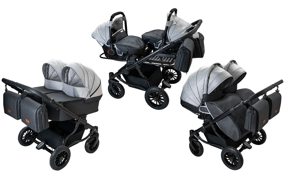 Adbor DUO Lux 3in1 ( frame + 2x pushchair + 2x carrycot + 2x car seat Capri ) 2023/2024 FREE DELIVERY