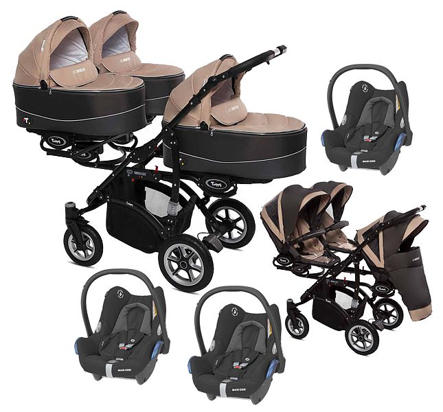 BabyActive Trippy Premium 3in1 (frame +3x pushchair +3x carrycot +3x Maxi Cosi Cabrio car seat + adapters) 2024 FREE SHIPPING