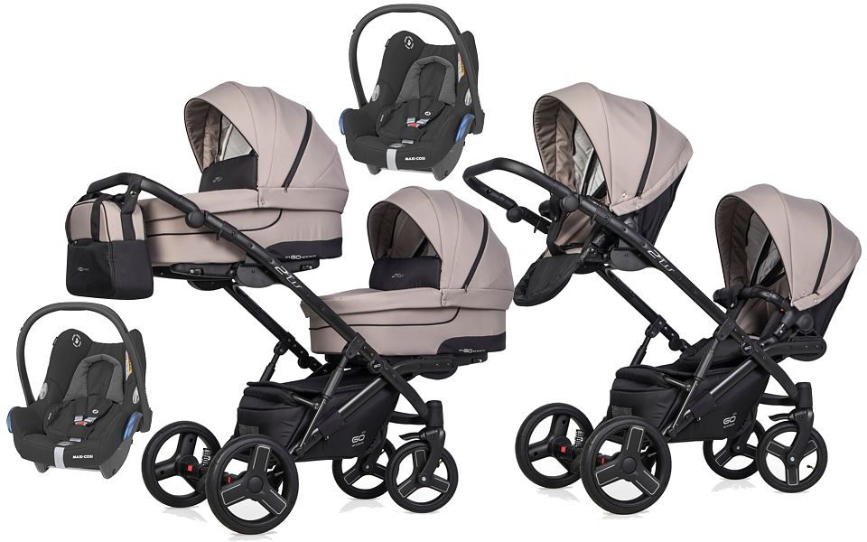 EasyGo 2 Of US twin pram 3in1 ( 2x pushchair + 2x carrycot + 2x Maxi Cosi Cabrio car seat ) 2023 FREE DELIVERY