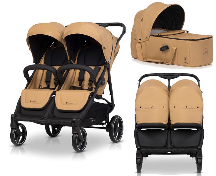 Euro-Cart Doblo Kinderwagen für Zwillinge 2in1 (2x Sportwagen + 2x Tragetasche) bis 22 kg 2024