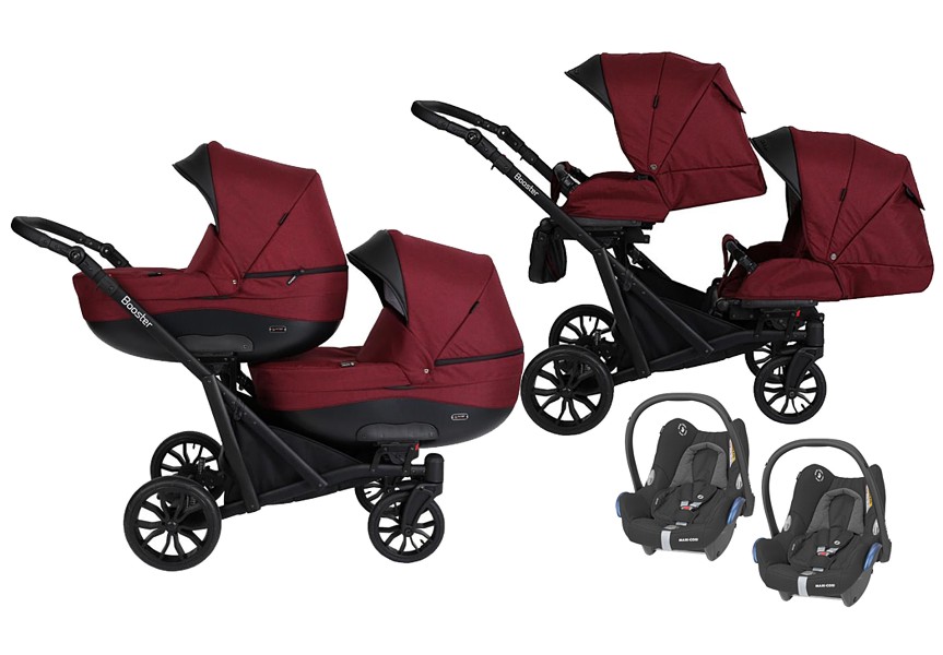 Kunert Booster twin stroller 3in1 (2x pushchair + 2x carrycot + 2x Maxi Cosi Cabrio seat + adapters) 2023/2024 FREE DELIVERY