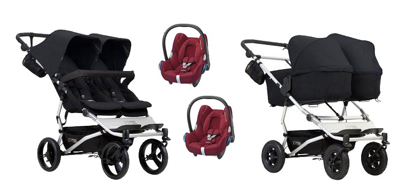 Mountain Buggy Duet 3 3in1 (frame + 2x pushchair seat + 2x carrycot plus + 2x Maxi Cosi Cabrio) 2022/2023 FREE DELIVERY