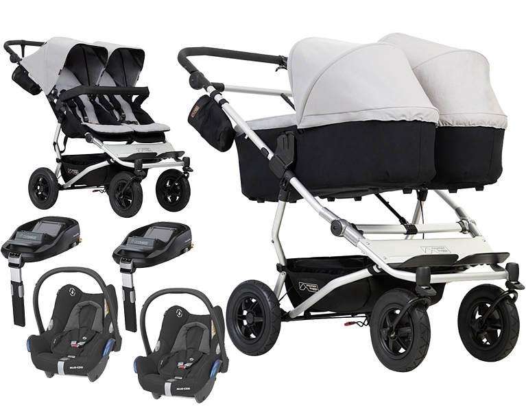 Mountain Buggy Duet 3 4in1 (frame + 2x seat + 2x carrycot + 2x Maxi Cosi Cabrio + 2x Familyfix Base) 2022/2023 FREE DELIVERY