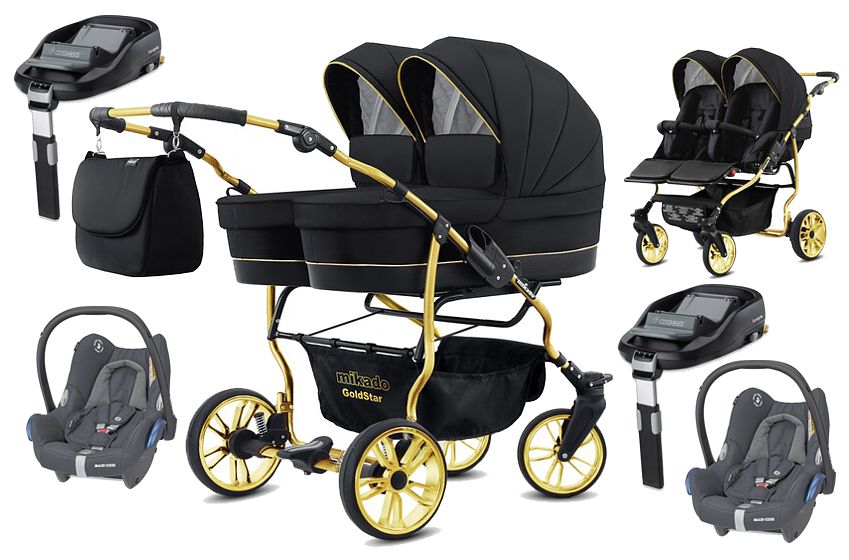 Mikado Goldstar 4in1 (2x pushchair + 2x carrycot + 2x Cabrio car seat + 2x base) 2024 FREE DELIVERY