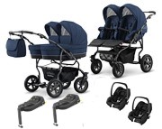 Mikado Goldstar 4in1 (2x pushchair + 2x carrycot + 2x Maxi Cosi Cabrio i-Size car seat + adapters + 2x base) 2024 FREE DELIVERY - Click Image to Close