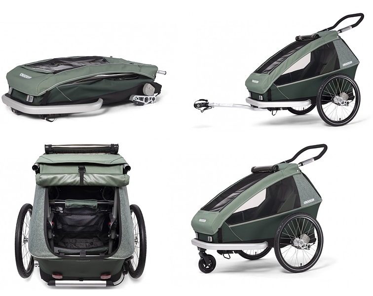 Croozer Vaaya 1 na spacer, rower (przyczepka + spacerówka dla 1 dziecka) Jungle Green 2022/2023 KURIER GRATIS