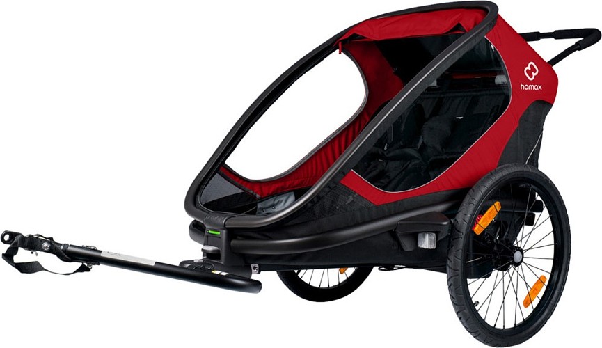 Hamax Outback Doppelkinderwagen /Fahrrad Anhänger Farbe black-red 2022 FREI VERSAND