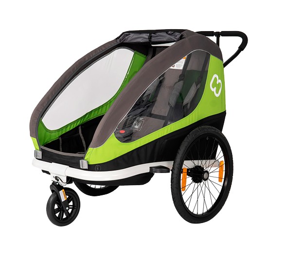 Hamax Traveller Doppelkinderwagen /Fahrrad Anhänger Farbe green-grey 2022 FREI VERSAND