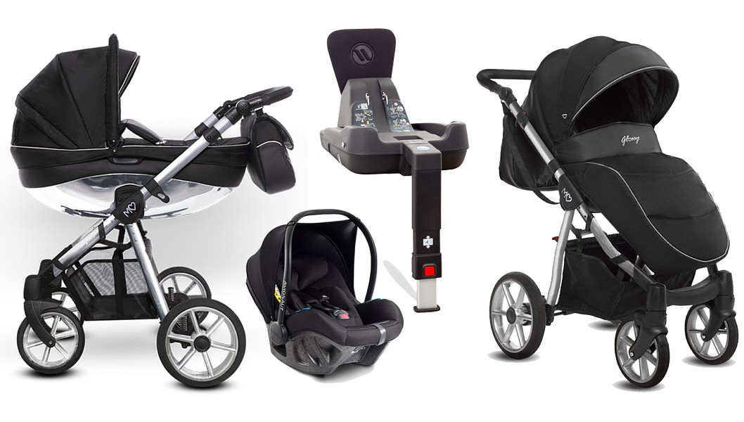BabyActive Mommy Glossy Black 4in1 (pushchair + carrycot + Avionaut Pixel Pro 2.0 C + IQ base 2.0 C) 2023/2024 FREE SHIPPING