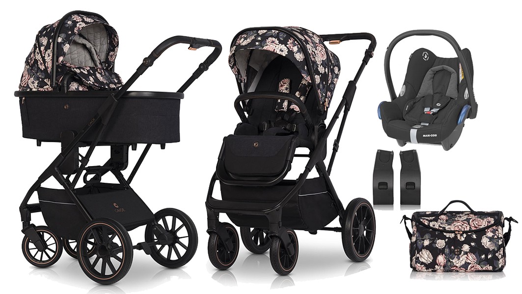 SPECIAL Cavoe Axo Style 3in1 (pushchair + carrycot + Maxi Cosi Cabrio car seat + bag + adapters) la rose 2023 FREE SHIPPING