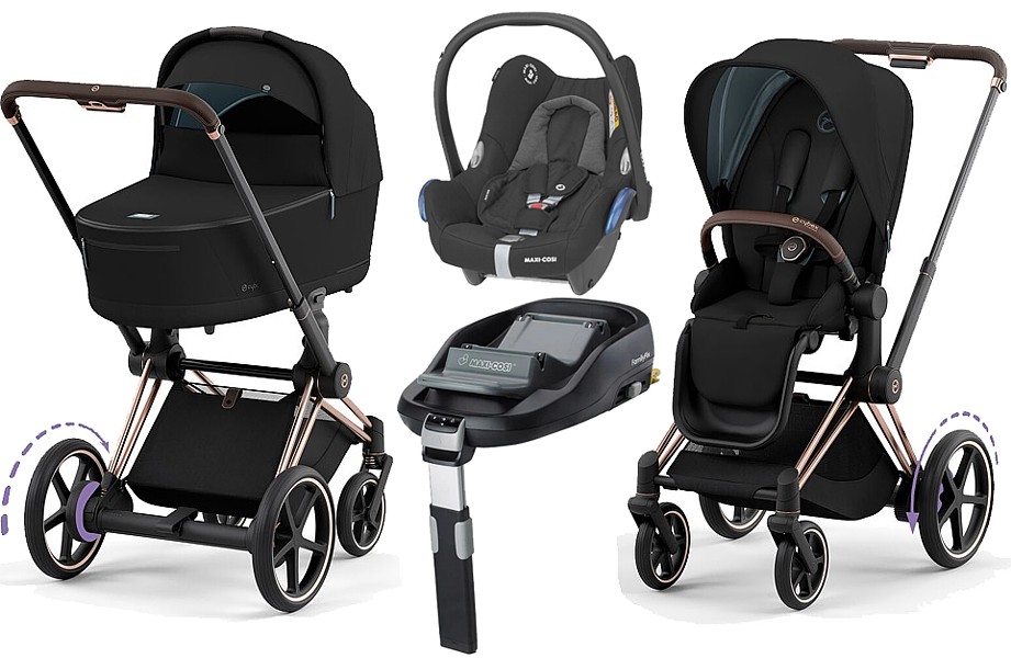 Cybex e-Priam Platinum 4in1 (frame + pushchair LUX + carrycot Lux + Cabrio car seat + familyfix base) 2022/2023 FREE SHIPPING