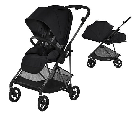 Cybex Melio Carbo 2in1 (pushchair+ cot/footmuff Cocoon S) Moon Black 2023