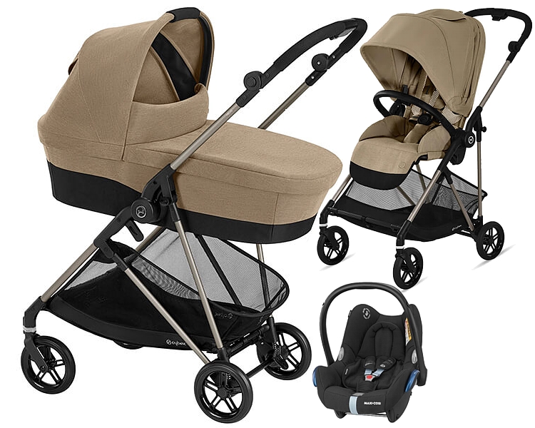 Cybex Melio 3in1 (frame + pushchair + carrycot Melio + Maxi Cosi Cabrio car seat) 2022/2023 FREE DELIVERY