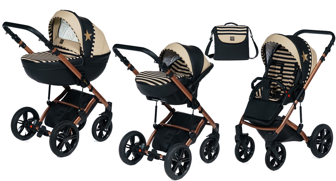 Dada Paradiso Stars Gold 3in1 (pushchair + carrycot + car seat with adapter) 2022/2023